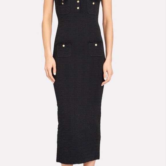 RONNY KOBO BLACK BODYCON MIDI DRESS - Picture 2 of 6